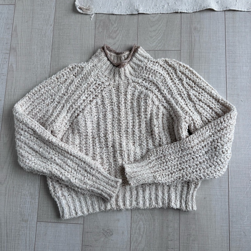 Wilfred Textured Cream Turtleneck Sweater